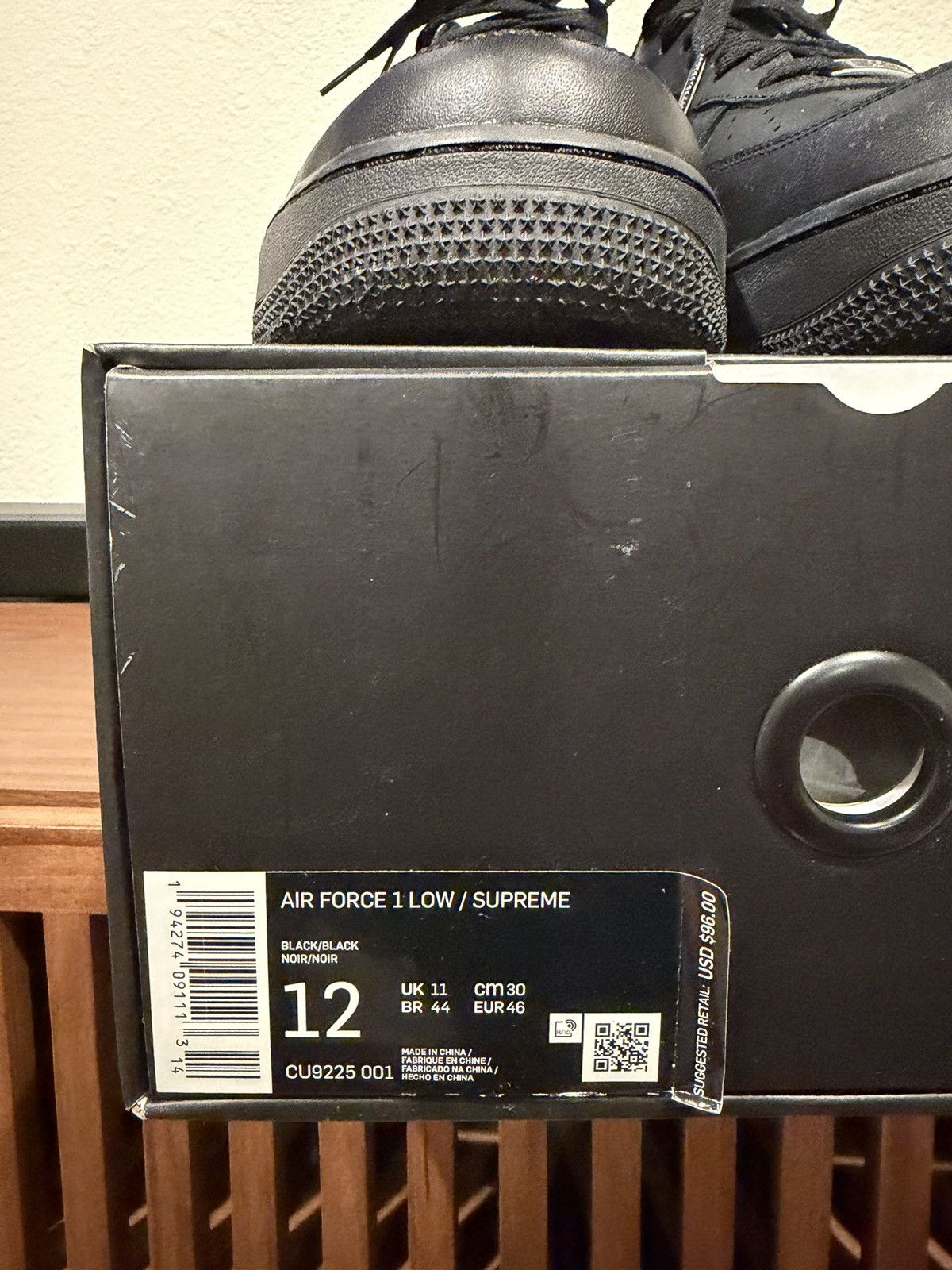 Nike × Supreme Supreme Nike Air Force 1 Black Size US 12 / EU 45 - 3 Thumbnail