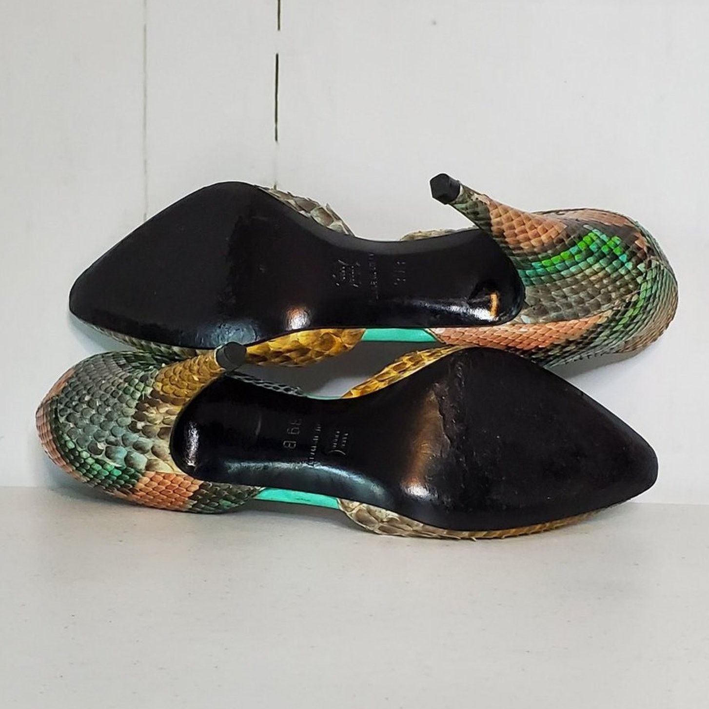 Designer Mary Popps Antonio da Pescara Snakeskin Leather Heels 39B Size US 9 / IT 39 - 8 Thumbnail