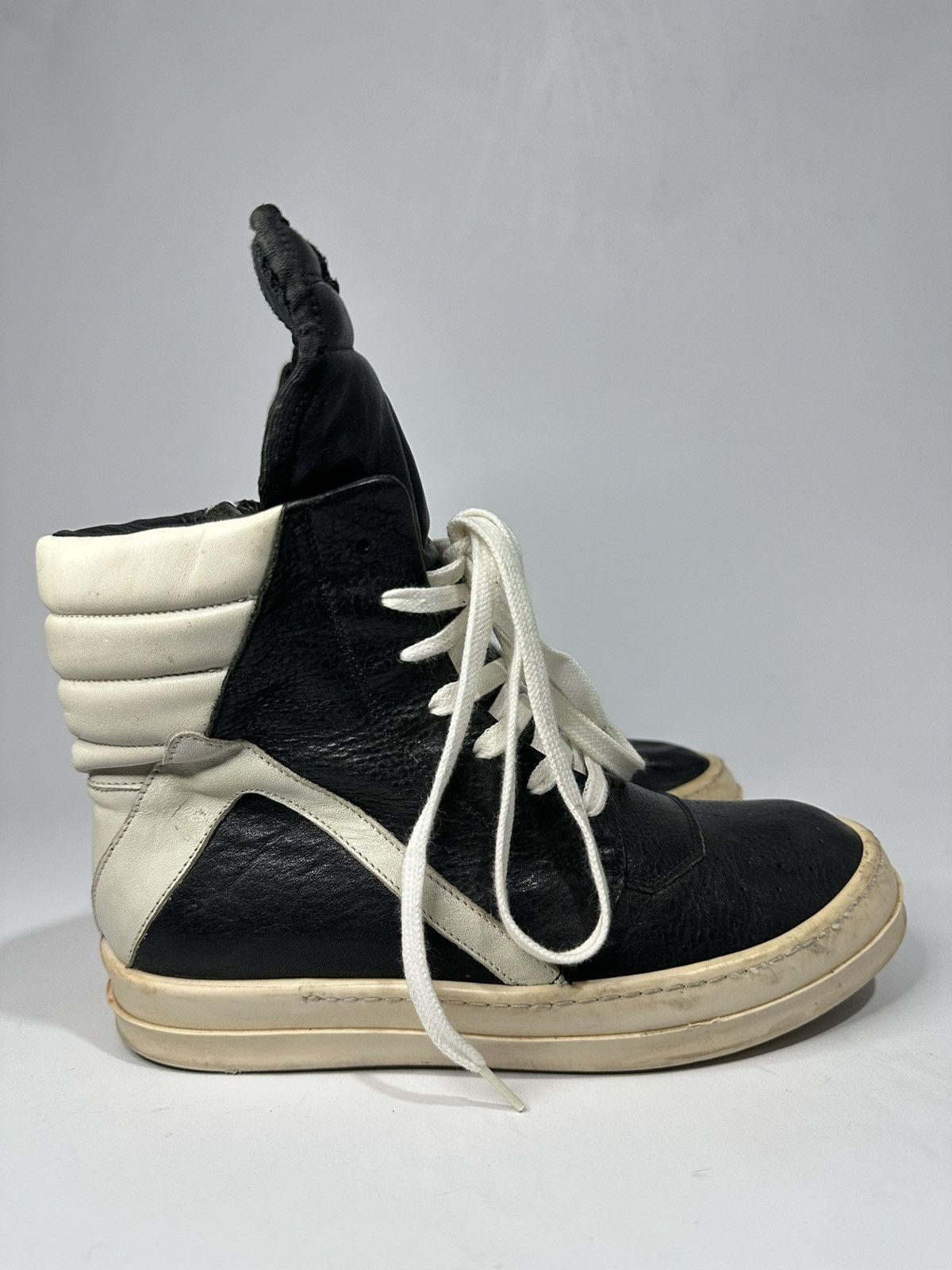 Vintage Rick Owens Mainline Geobasket Black Milk Hi Sneakers