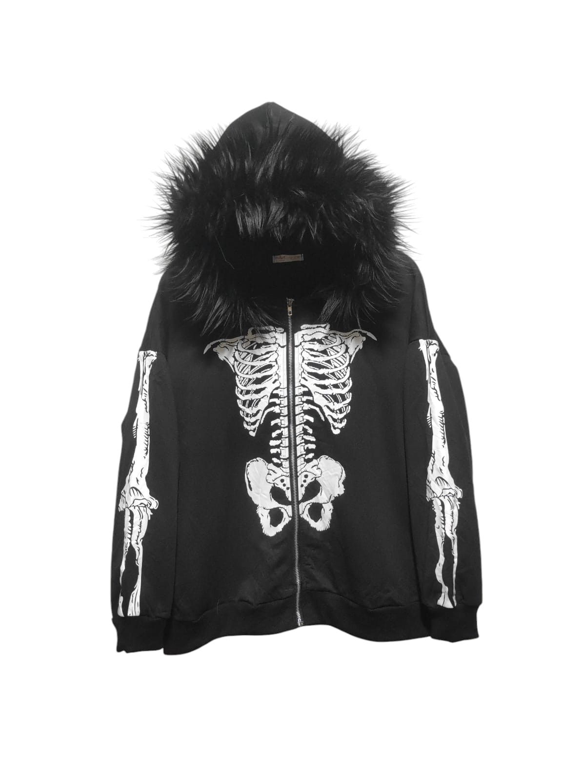 Romwe Skull Zip Fur Hoodie Kapital Lgb style