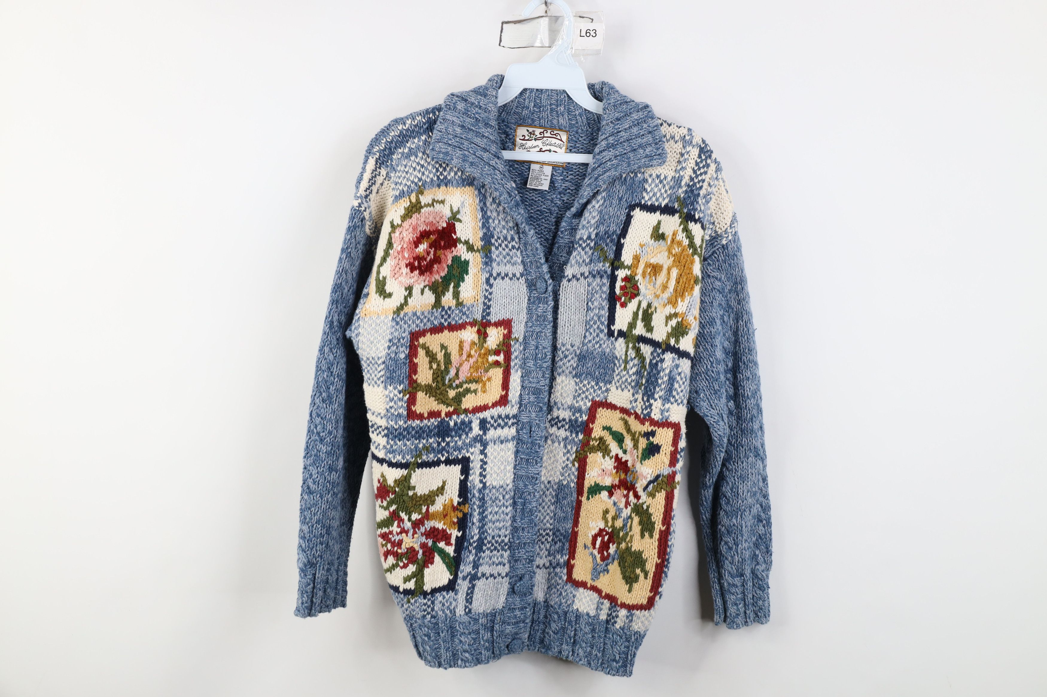 Vintage Vintage 90s Streetwear Embroidered Flower Cardigan Sweater Size M / US 6-8 / IT 42-44 - 1 Thumbnail