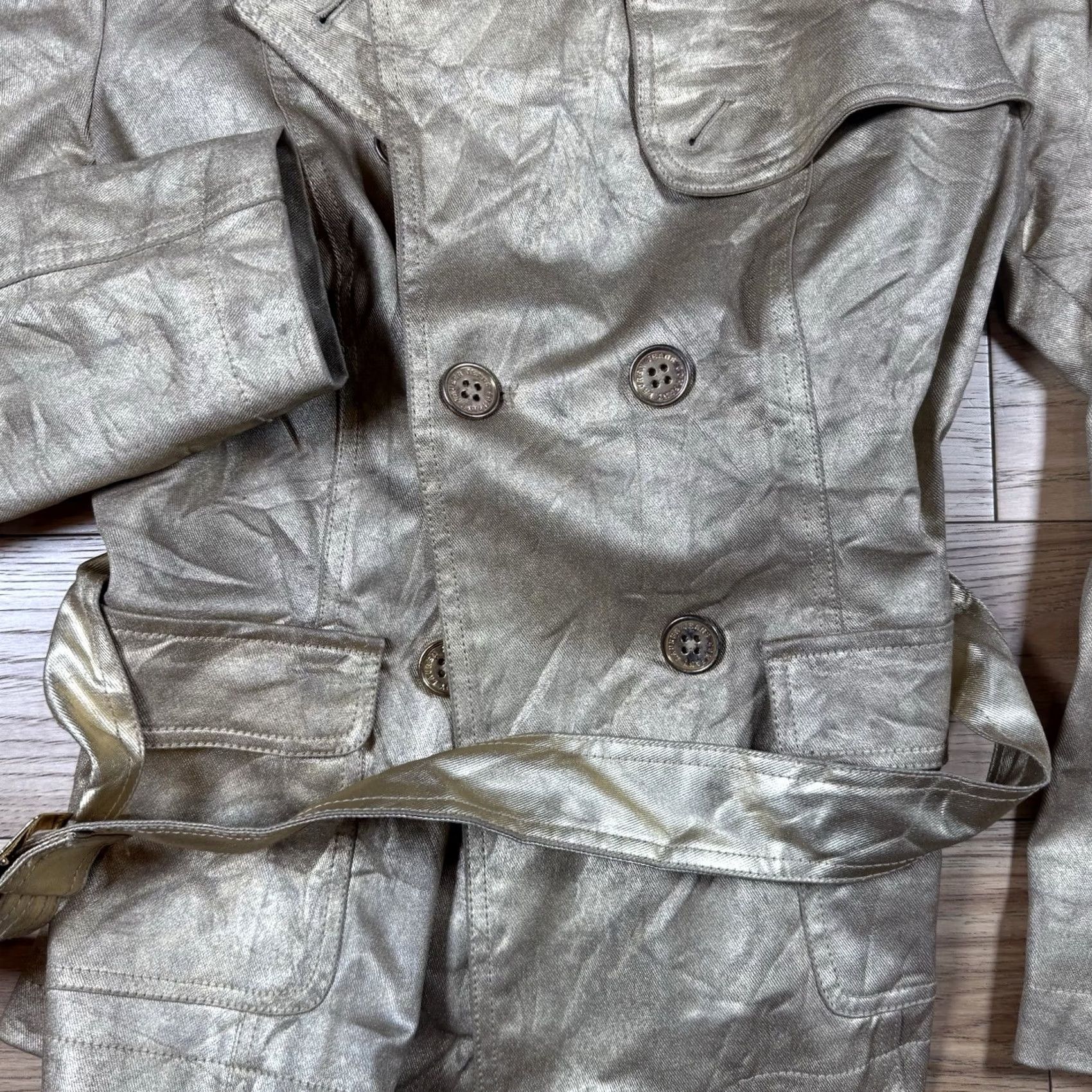 Ralph Lauren VINTAGE Ralph Lauren Jacket Women Belt Gold L Petite Metallic Belted Cotton Basic Jacket Womens Tags: None Size L / US 10 / IT 46 - 3 Thumbnail