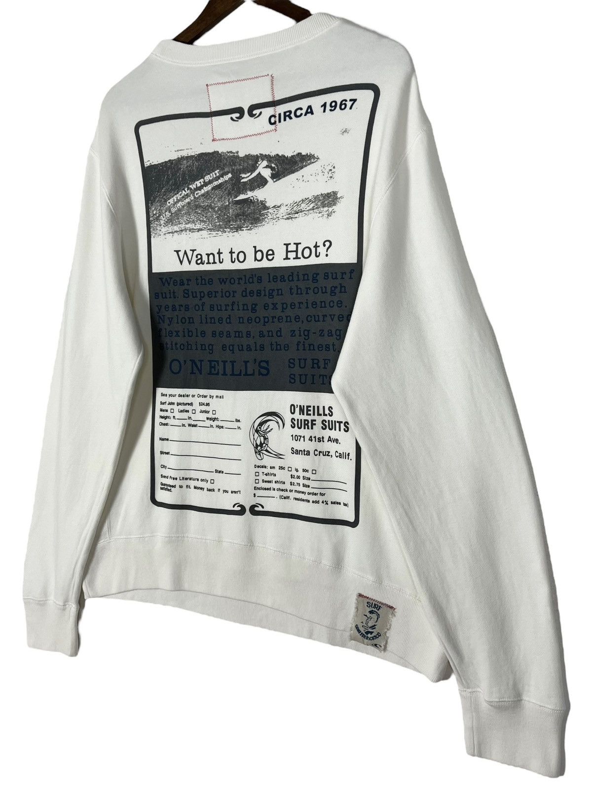 O'Neill × Quiksilver × Vintage Vintage Wetsuits Oneill Santa Cruz Surfin Crew Sweatshirt Size US L / EU 52-54 / 3 - 4 Thumbnail
