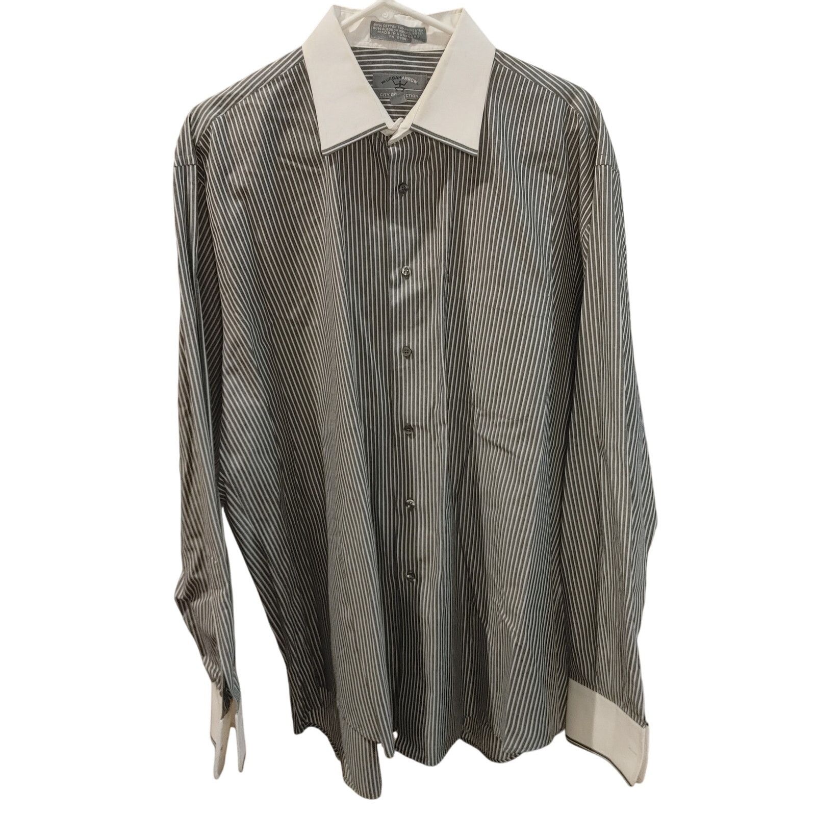 Other VTG Urban Arrow Men's 16 Gray White Stripe Bttn Dwn Shirt Size US M / EU 48-50 / 2 - 1 Thumbnail