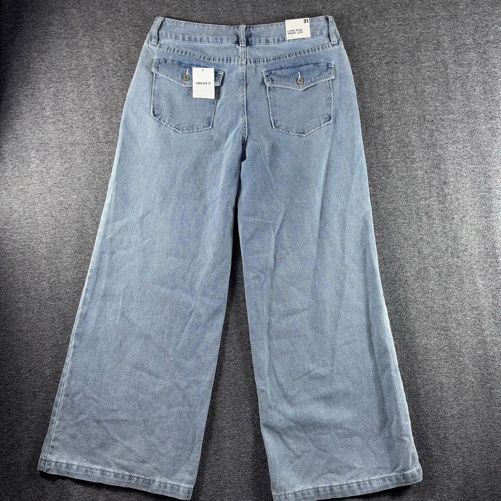 Forever 21 Forever 21 Women's Low-Rise Wide Leg Baggy Jeans Light Denim Size 31" - 6 Thumbnail