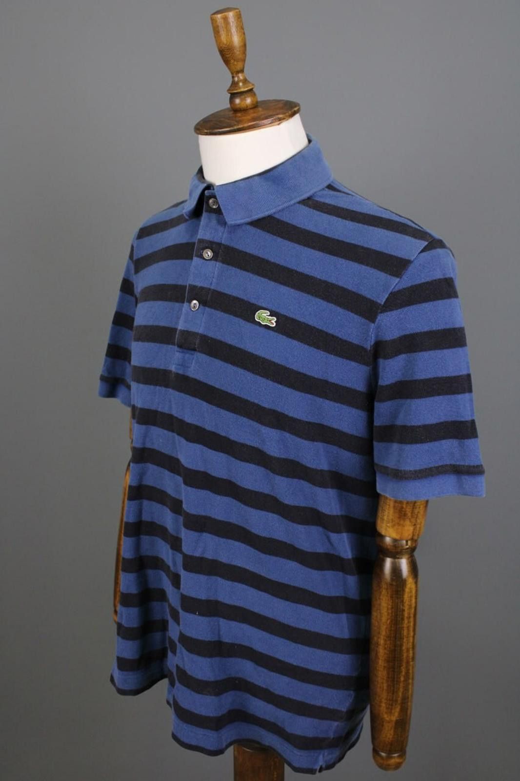 Lacoste Lacoste Blue Striped Short Sleeve Polo Shirt Size 6 / XL Size US XXL / EU 58 / 5 - 6 Thumbnail