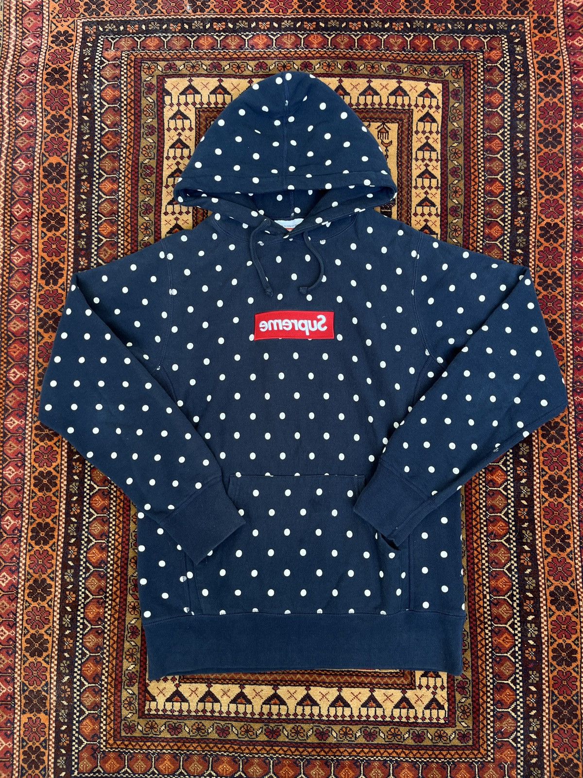 Comme des Garcons × Supreme Supreme x CDG Navy Box Logo Polka Dot