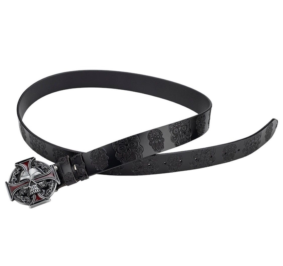 Jewelry Skull Leather Belt Size ONE SIZE - 5 Thumbnail