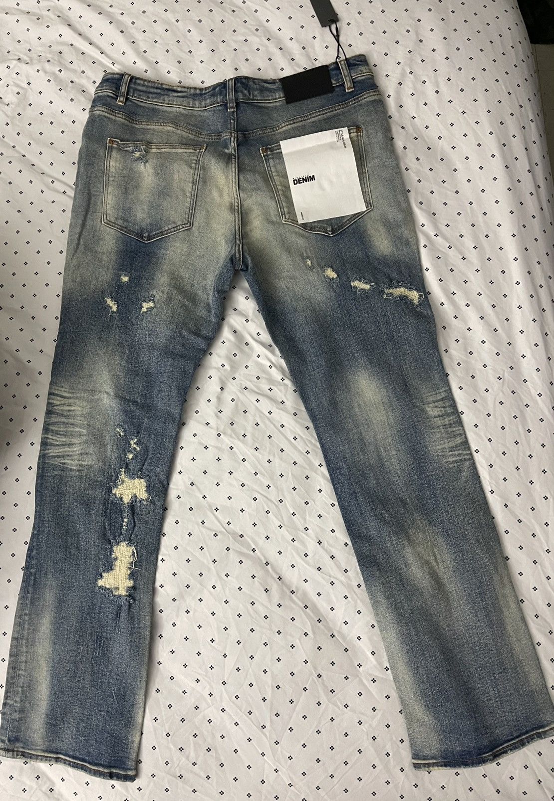 Richie Le Collection RICHE LE MEN’S RELAXED DENIM - DISTRESSED BLUE Size US 34 / EU 50 - 2 Thumbnail