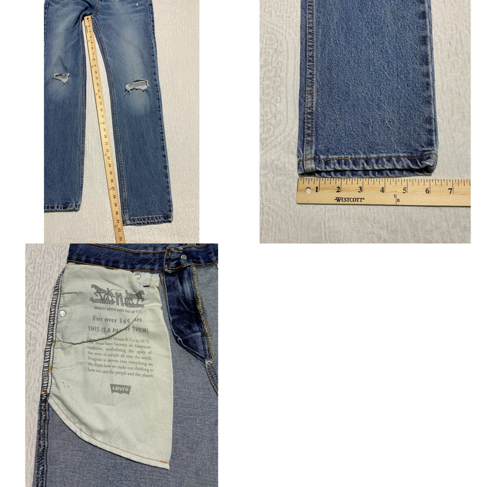 Levi's Levi's 511 Slim Fit Jeans Men 30 W30 L32 Distressed Ripped Knee Light Blue Denim Size US 30 / EU 46 - 8 Thumbnail