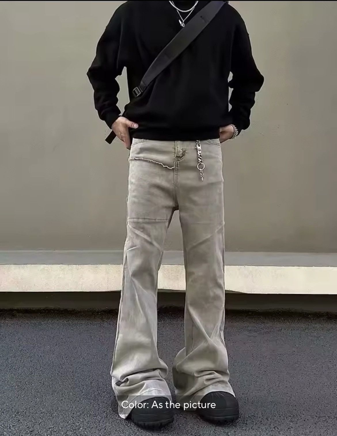 Denime × Japanese Brand Y2K Fashion Baggy Stacked Flare Jeans Pants Size US 31 - 2 Thumbnail