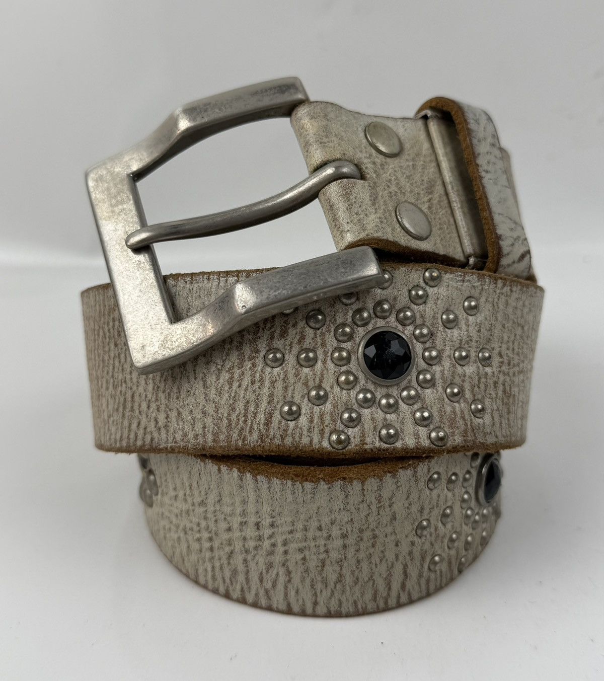 Japanese Brand distressed studded leather belt tc54 Size 34 - 1 Thumbnail