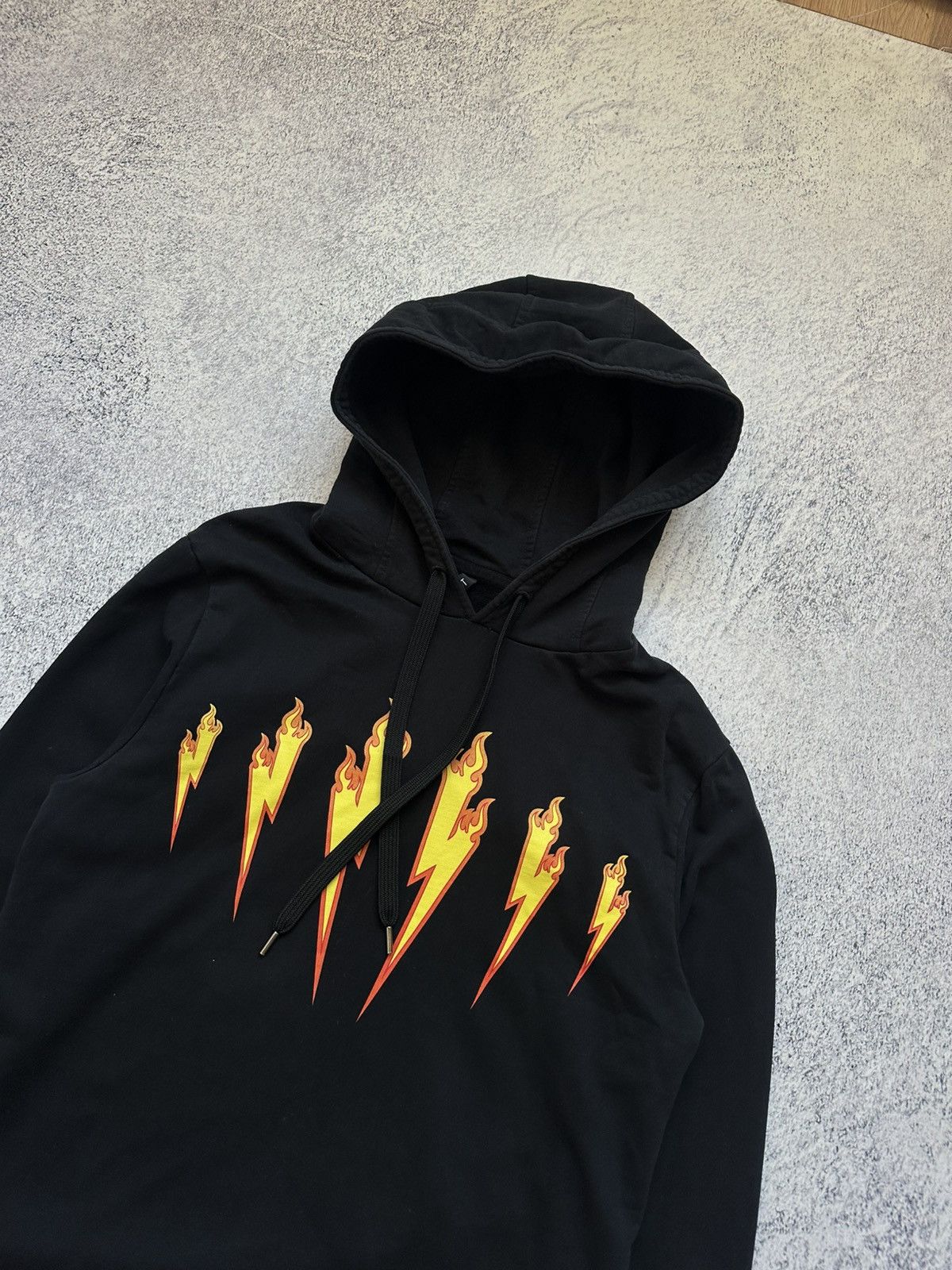 Neil Barrett Neil Barrett Thunder Flame Lightning Bolt Logo Black Hoodie Size US M / EU 48-50 / 2 - 4 Thumbnail