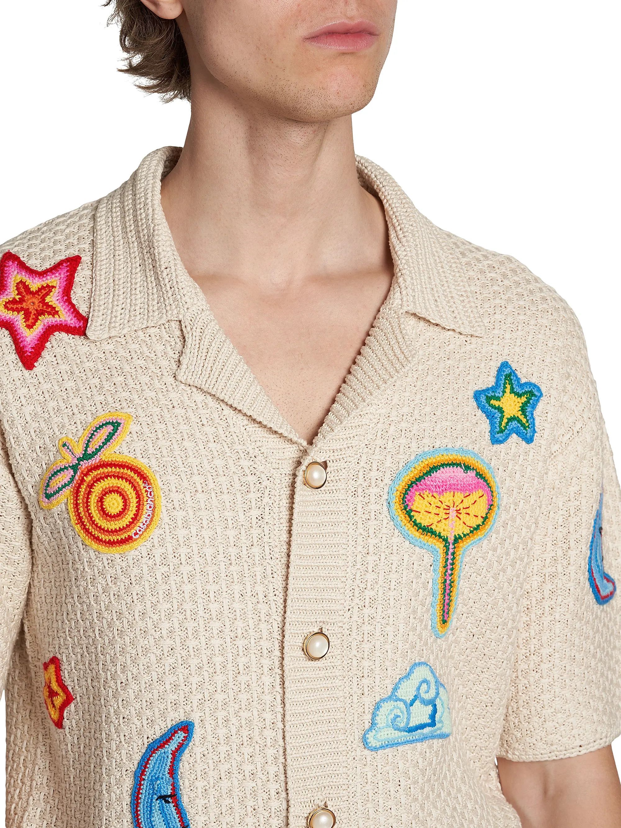 Casablanca os11x0725 Patch Crochet Short-Sleeve Shirt in Multicolor Size US S / EU 44-46 / 1 - 5 Thumbnail