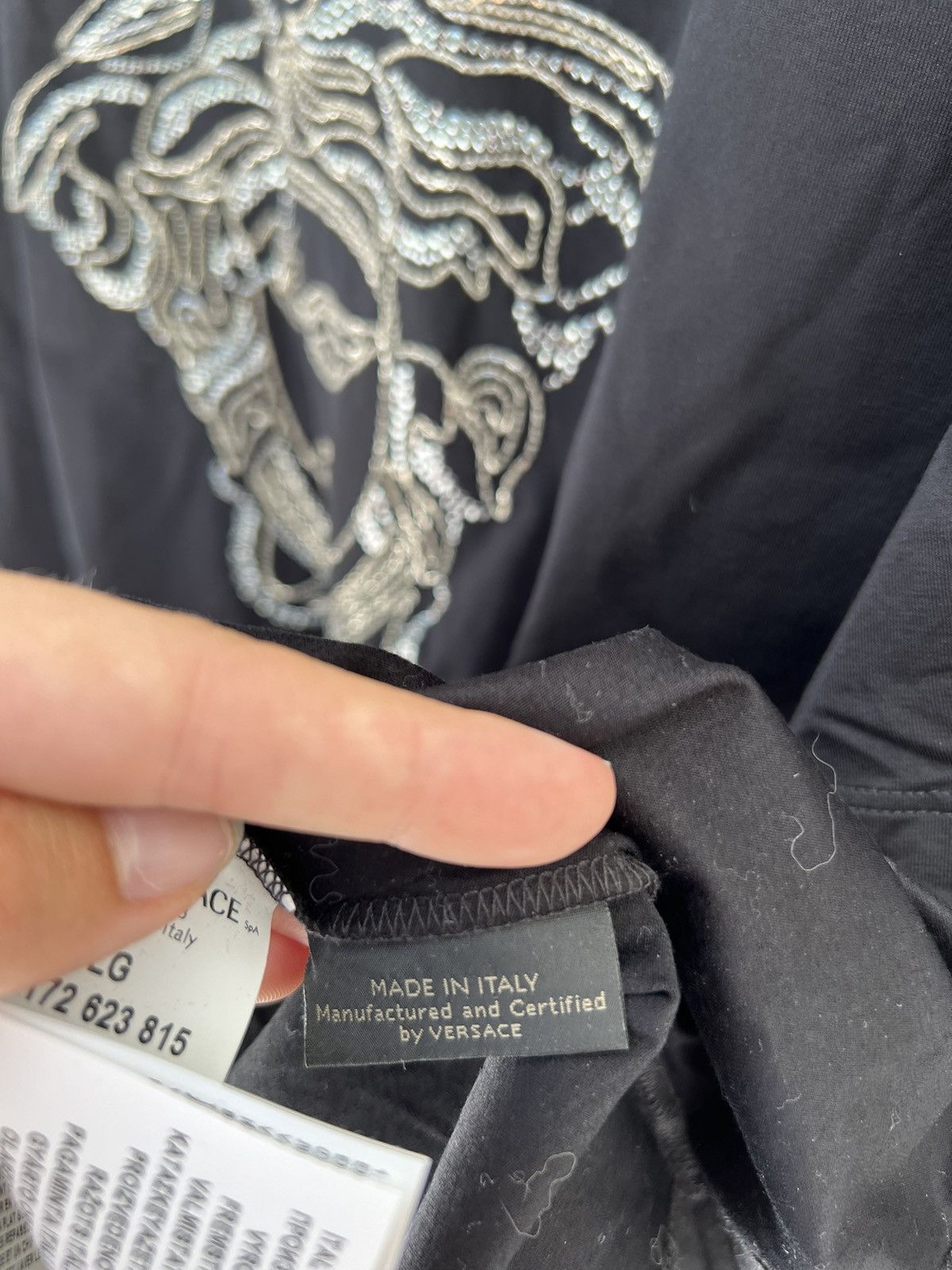 Versace Versace Beaded Black T-Shirt Size US M / EU 48-50 / 2 - 5 Thumbnail