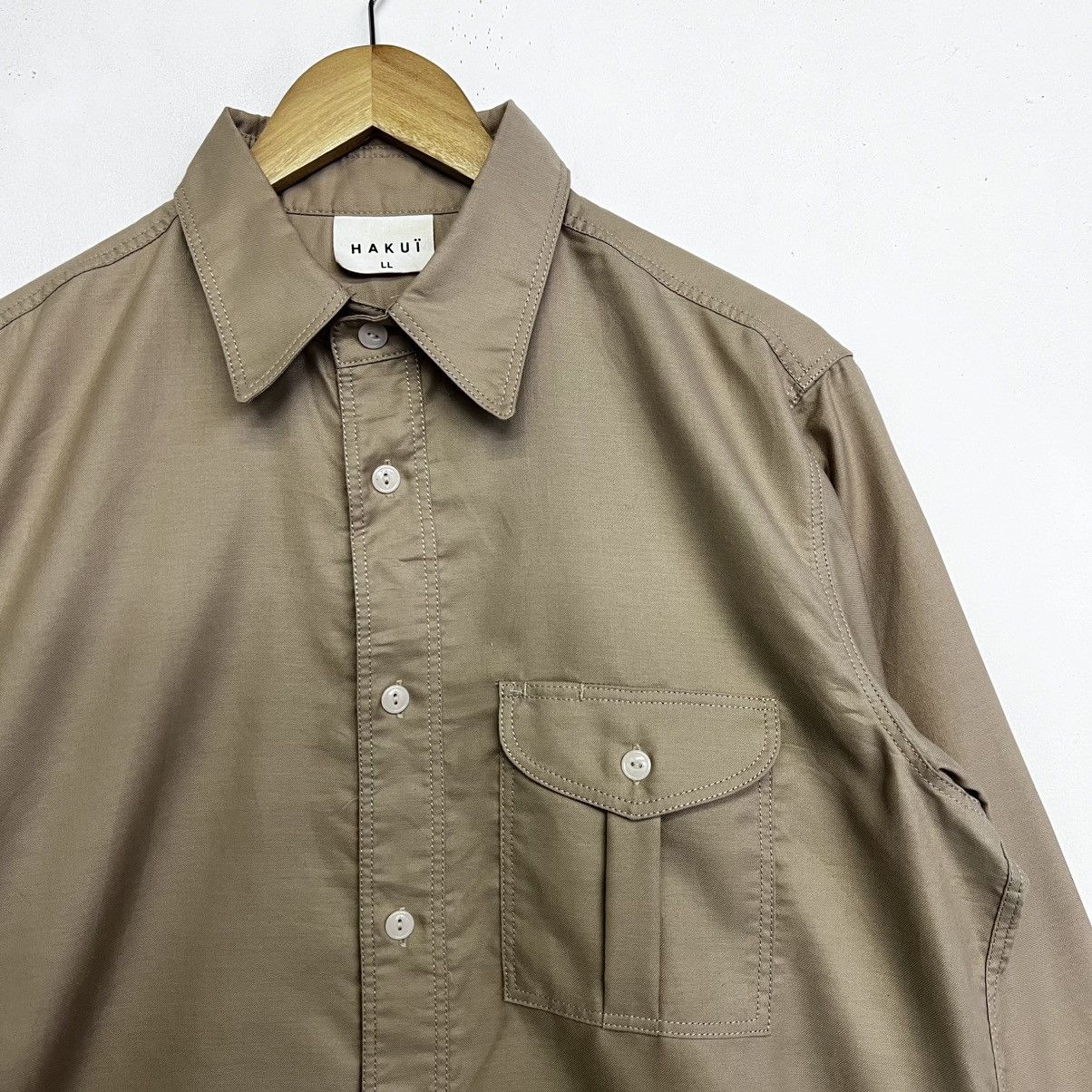 Japanese Brand HAKUI OXFORD STAND COLLAR WIDE CUFFS BUTTON SHIRT Size US XL / EU 56 / 4 - 3 Thumbnail