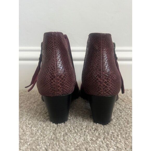 Vionic Vionic Burgundy Suede & Faux Snakeskin Ankle Boots With Side Size US 5 / IT 35 - 3 Thumbnail