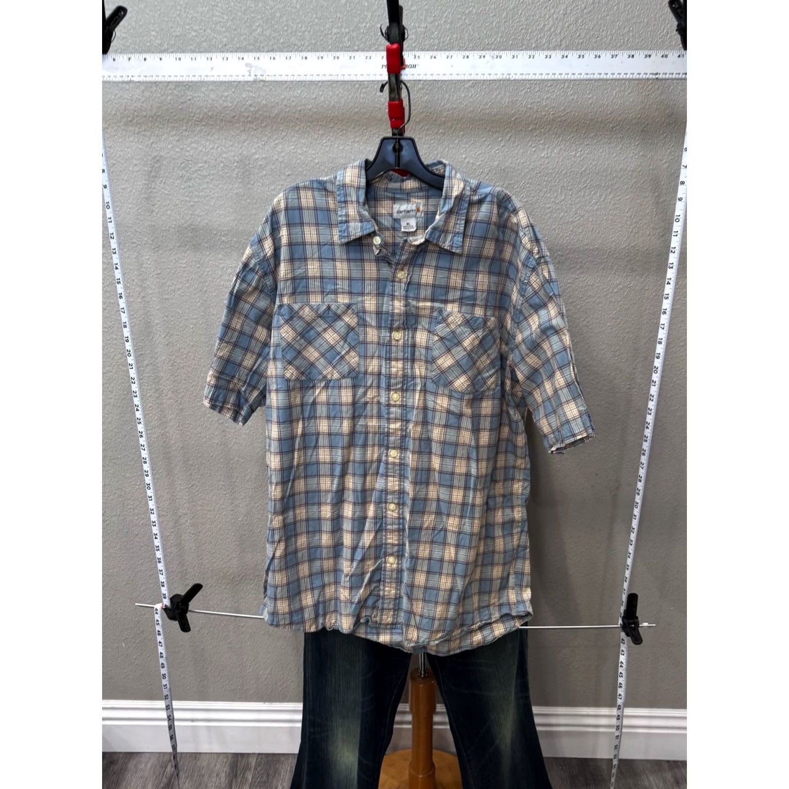 Carhartt Carhartt Shirt XL Extra Large Plaid Pocket Short Sleeve Button Up Multicolor Mens Size US XL / EU 56 / 4 - 2 Thumbnail