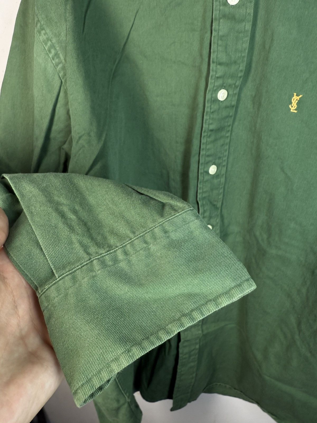Yves Saint Laurent Green YSL Shirt Heavy Cotton YSL Denim Shirt Overshirt Size US M / EU 48-50 / 2 - 11 Thumbnail