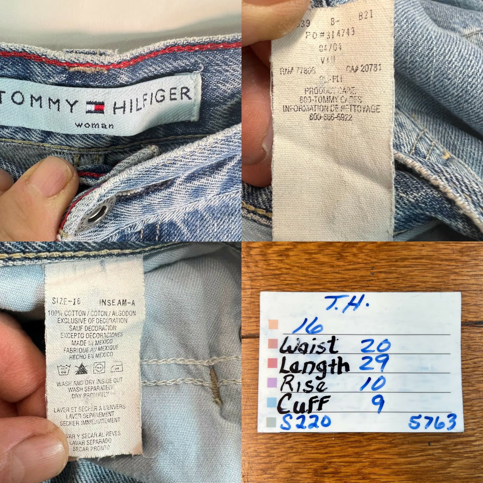 Tommy Hilfiger Tommy Hilfiger Womens Regular Fit Mid Rise Denim Blue Cropped Jeans Size 16 Size 38" / US 16 / IT 52 - 8 Thumbnail