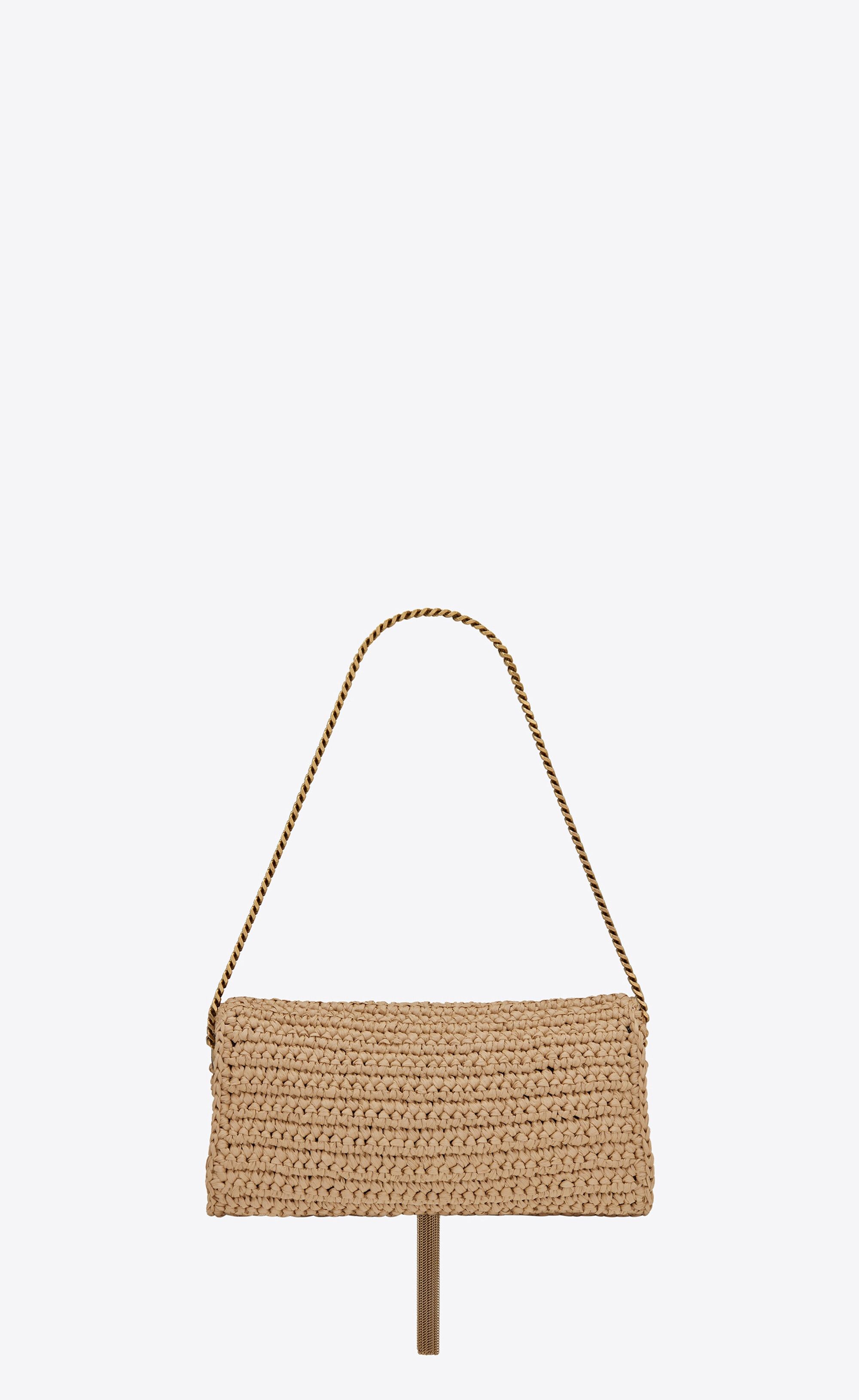 Saint Laurent Paris o1s1wg110925 Size: OS Kate 99 Tassel Raffia Shoulder Bag Tan Size ONE SIZE - 2 Thumbnail