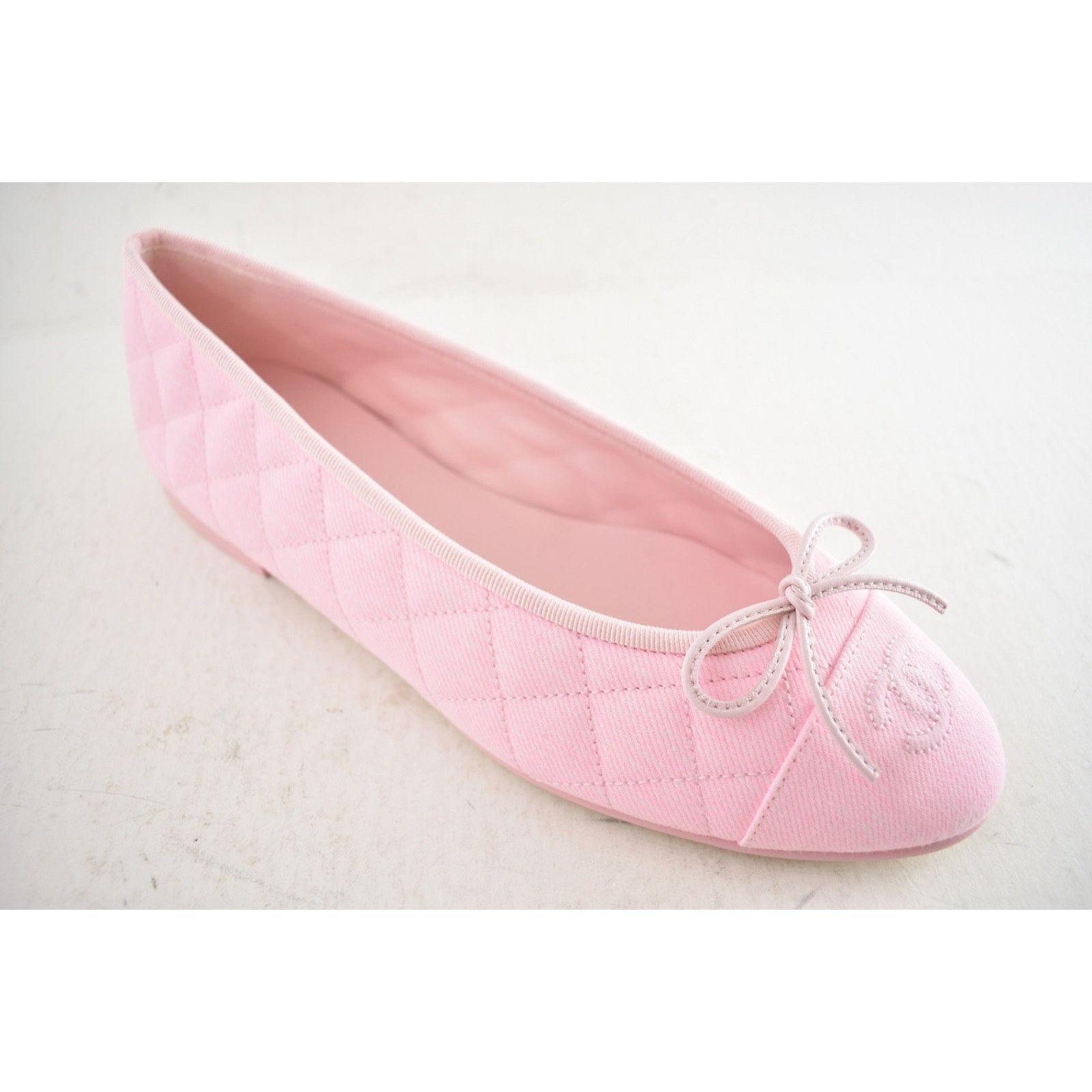Chanel Chanel Light Pink Denim Quilted Ballet Flat 37.5 Size US 7.5 / IT 37.5 - 8 Thumbnail