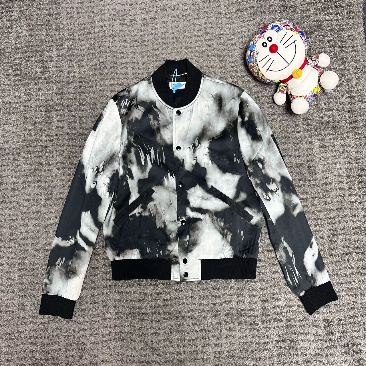 Saint Laurent Paris Saint Laurent Paris Black and white tie dye splashed silk jacket Size US S / EU 44-46 / 1 - 1 Thumbnail