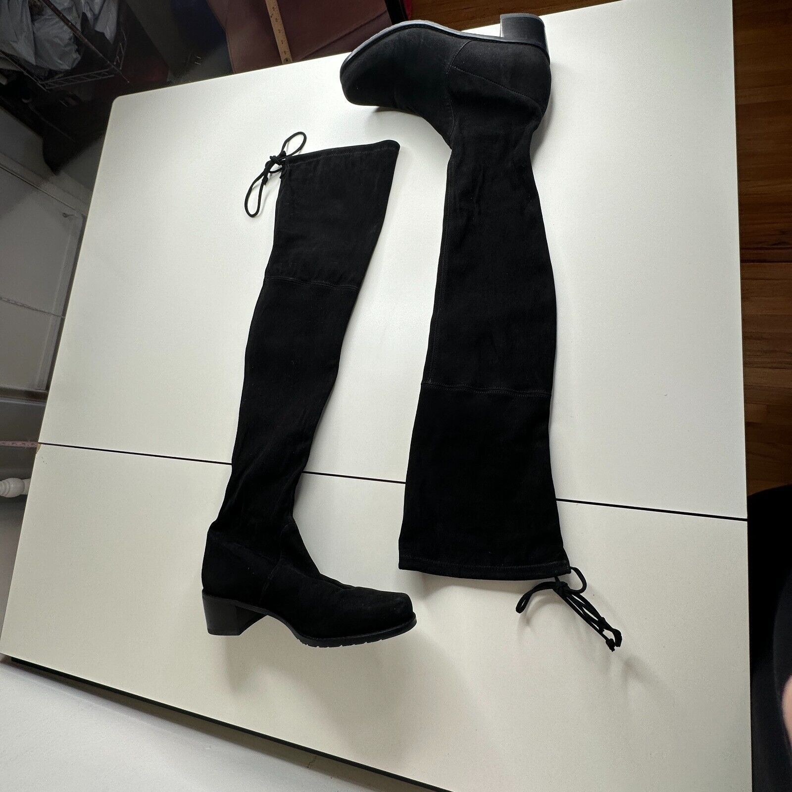 Stuart Weitzman Stuart Weitzman Black Suede Lowland Flat Heel Laceup Boots 7 Size US 7 / IT 37 - 8 Thumbnail