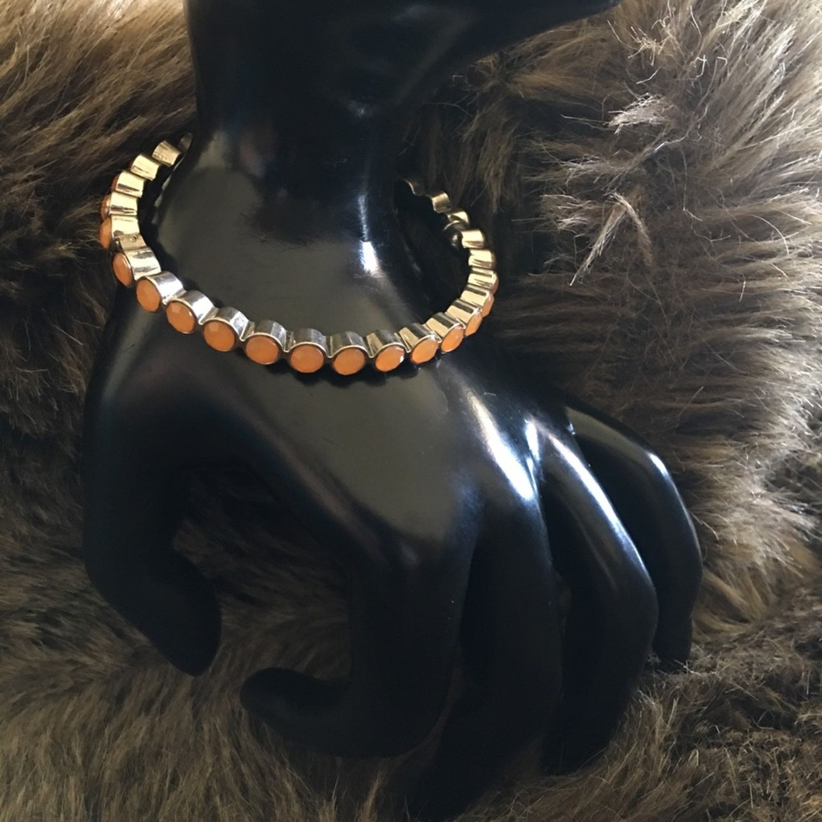 Jewelry Faceted tangerine glass stone magnet bracelet Size ONE SIZE - 4 Thumbnail