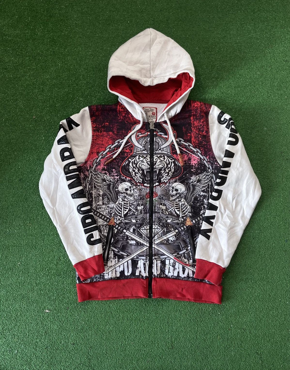 Japanese brand hoodie ed hardy type motorcycle zip zipper