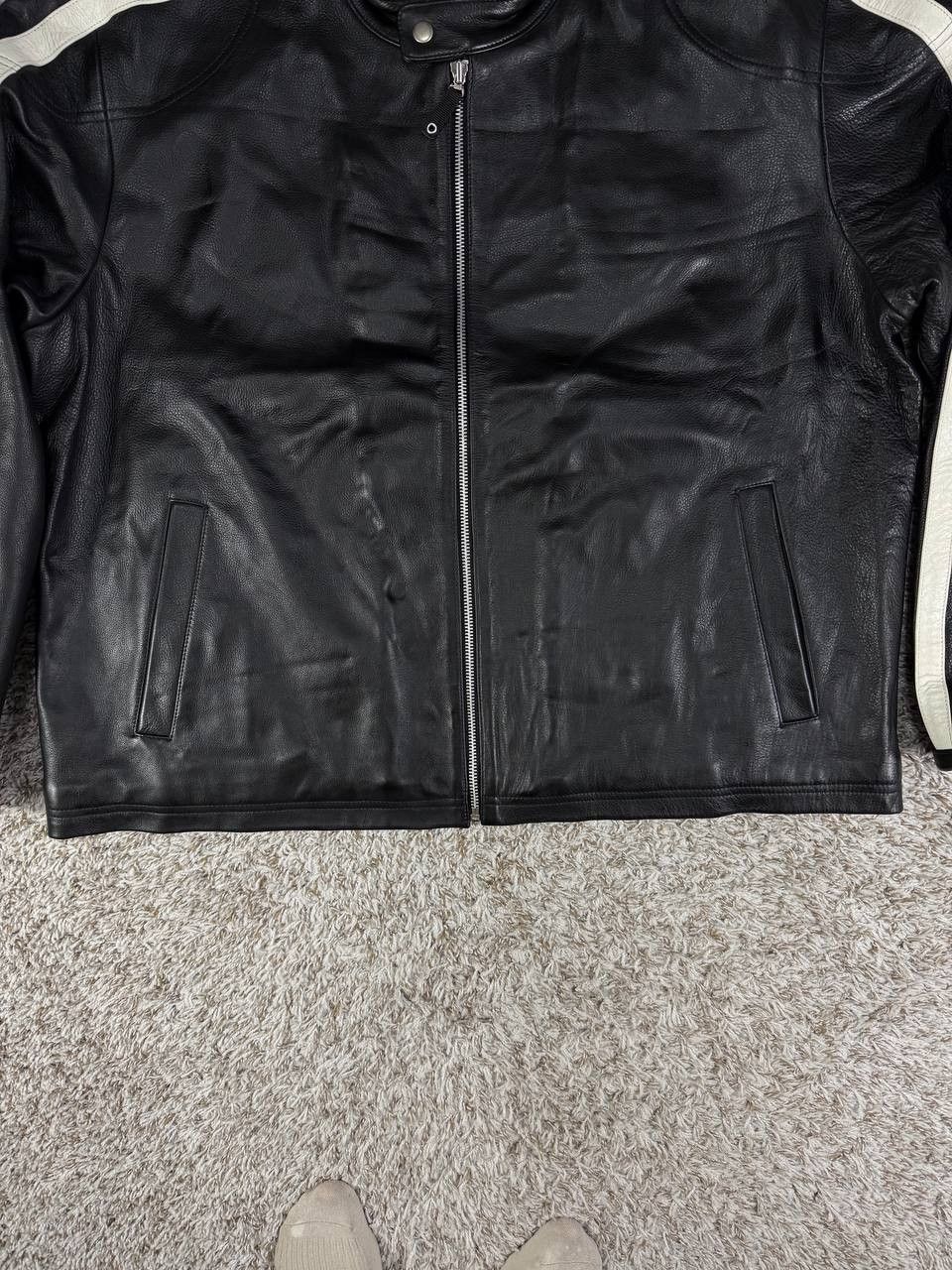 Genuine Leather Leather Works Genuine Leather Biker Jacket White Stripes Size US XXL / EU 58 / 5 - 3 Thumbnail