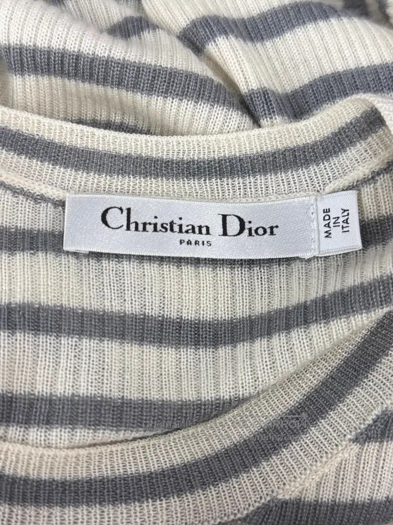 Dior Dior Gray-white striped sweater with long sleeves Size S / US 4 / IT 40 - 4 Thumbnail