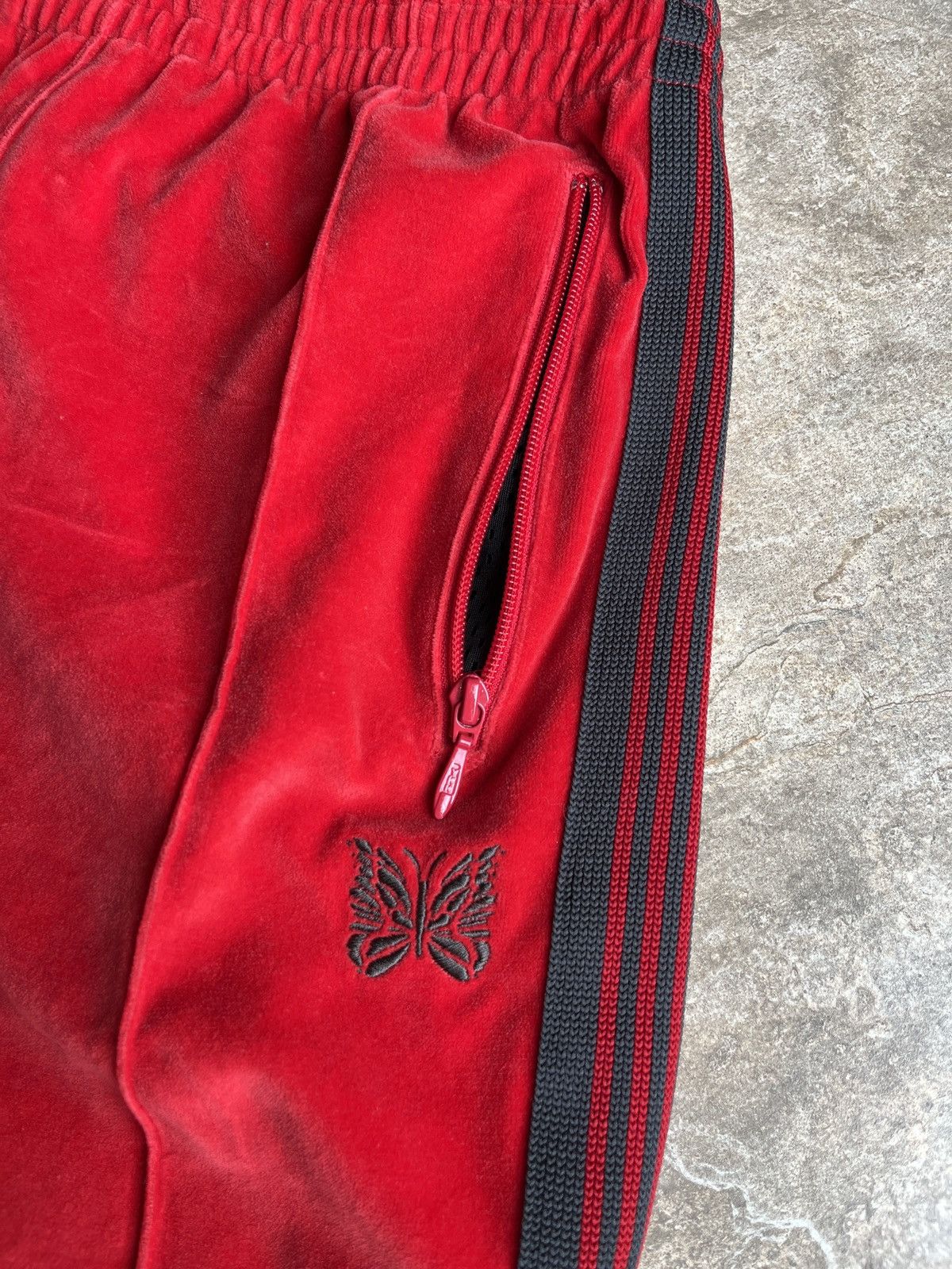 Needles Needles Velour Track Pants Red And Black Size US 30 / EU 46 - 2 Thumbnail