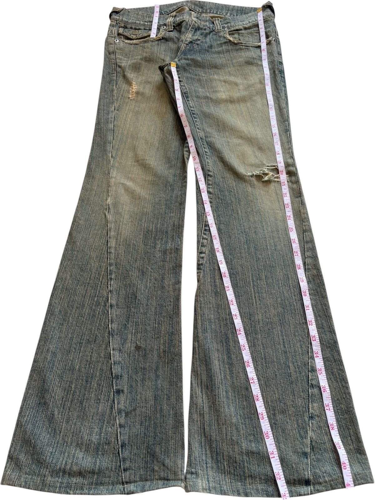 If Six Was Nine × Japanese Brand × Tornado Mart Vintage Tornado Mart Rusty Mud Wash Distress Rip Flare Jeans Size US 32 / EU 48 - 15 Thumbnail