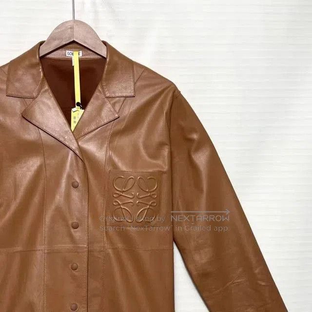 Loewe LOEWE Logo Single-Breasted Leather Shirt Jacket. Size S / US 4 / IT 40 - 3 Thumbnail