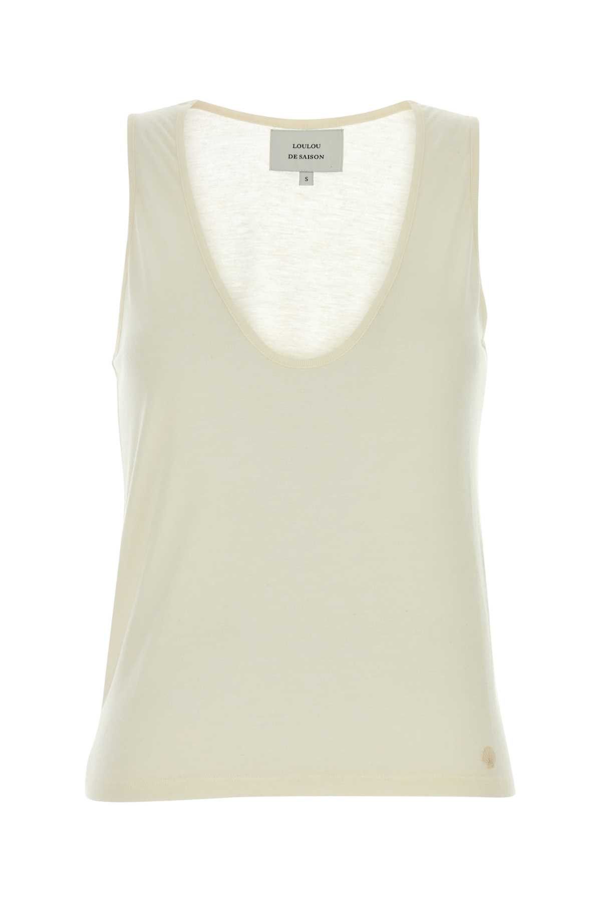 Loulou de Saison Ivory Viscose Blend Albia Tank Top Size L / US 10 / IT 46 - 1 Thumbnail