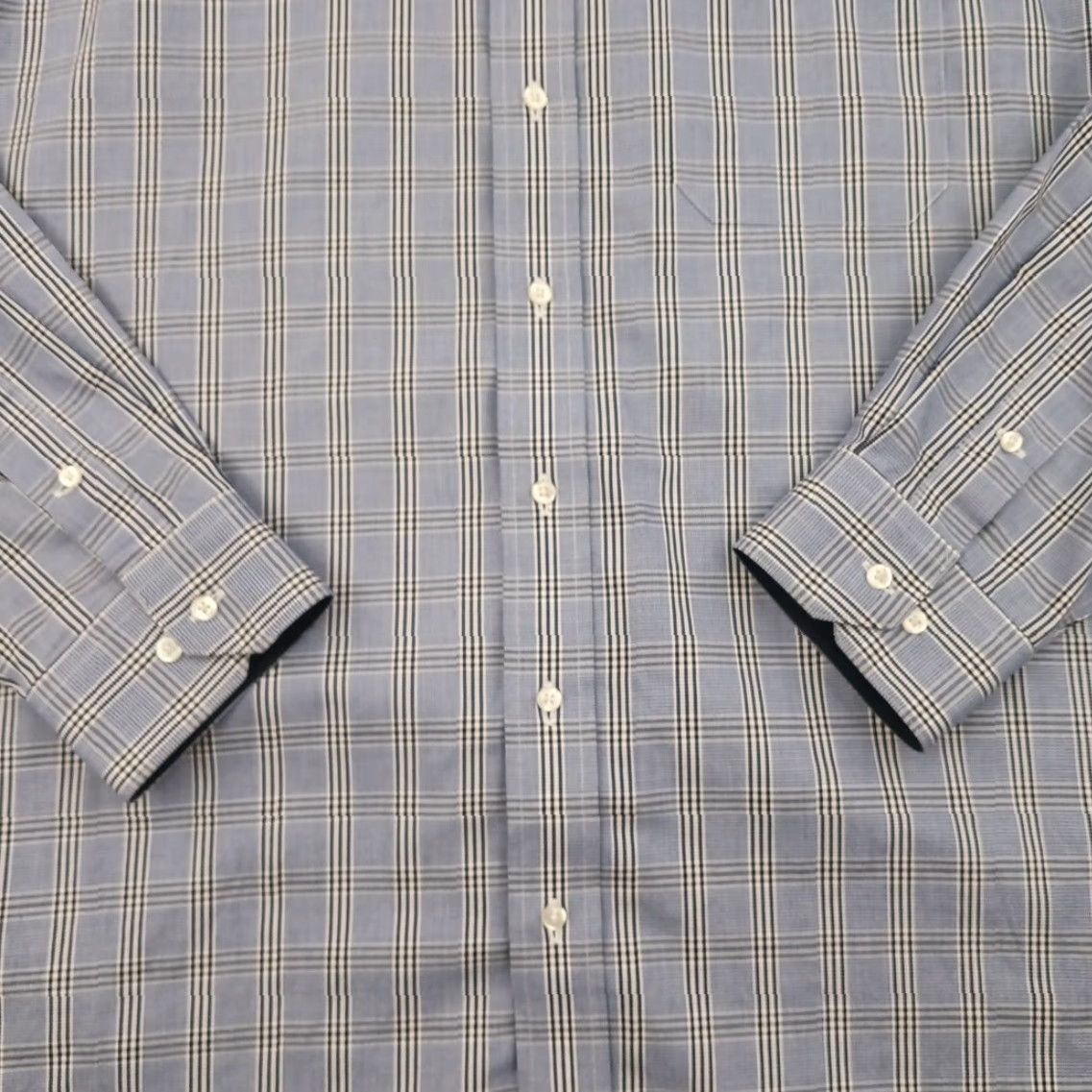 Vintage Paul Fredrick Shirt Mens 17.5 Blue Plaid Long Sleeve Button-Up Cotton Size US XXL / EU 58 / 5 - 3 Thumbnail