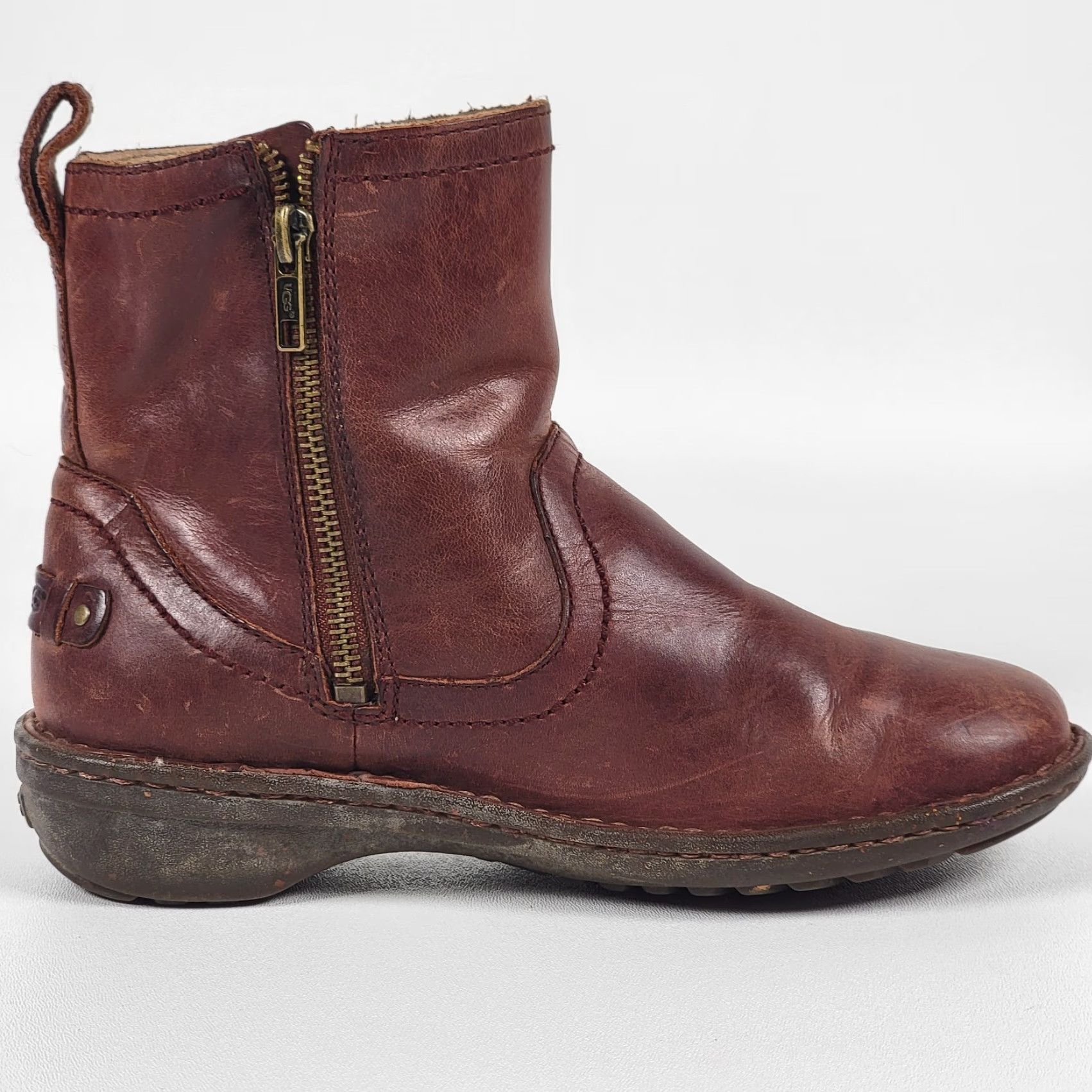Ugg UGG Boots Womens Size 5 Brown Leather Side Zip Lined Sheepskin Ankle Bootie Size US 5 / IT 35 - 6 Thumbnail