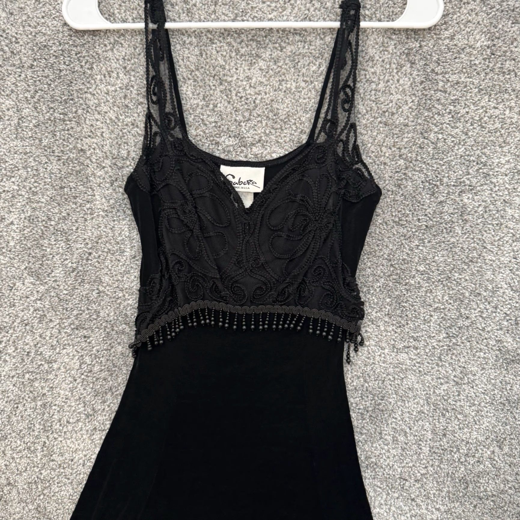 Vintage Vintage Sabora Slip Dress L Black 90s Y2K Beaded Lace Whimsigoth Gothic Glam Cocktail Size L / US 10 / IT 46 - 4 Thumbnail