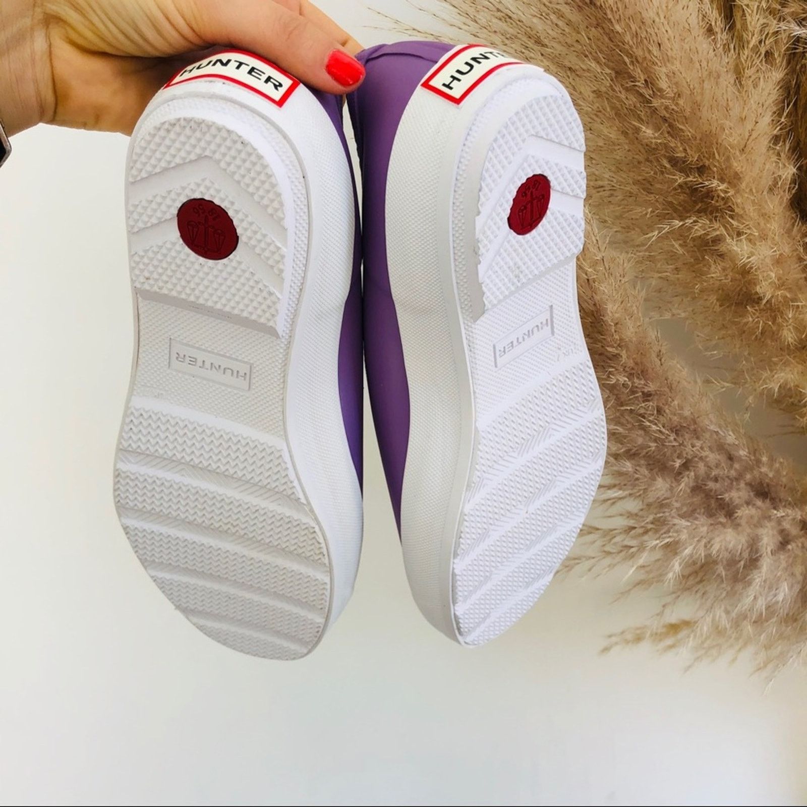 Hunter NEW HUNTER Purple White Slip On Rubber Sneaker Flats Shoes Size US 9 / IT 39 - 3 Thumbnail