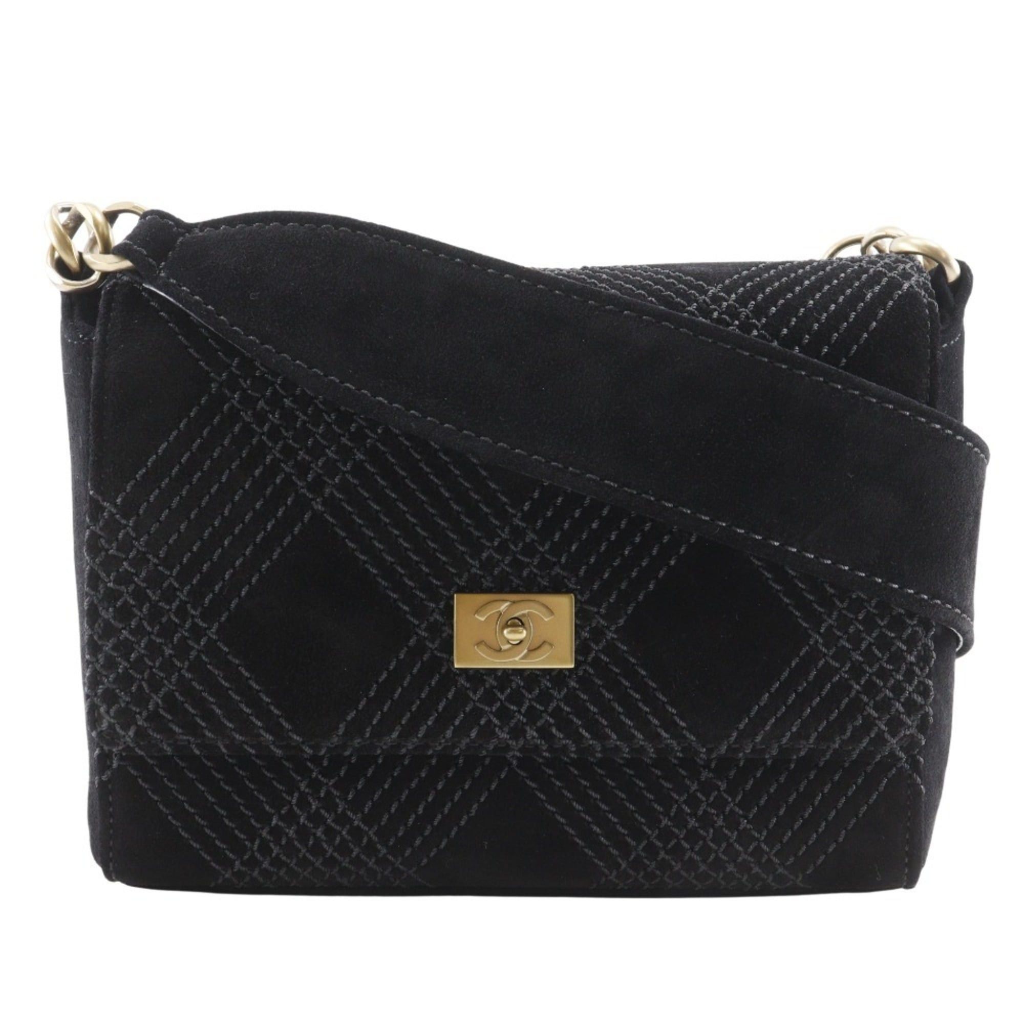 Chanel CHANEL Wild Stitch Shoulder Bag A19343Y02640, Black Suede, Crossbody, Turnlock, Women's Size ONE SIZE - 1 Thumbnail