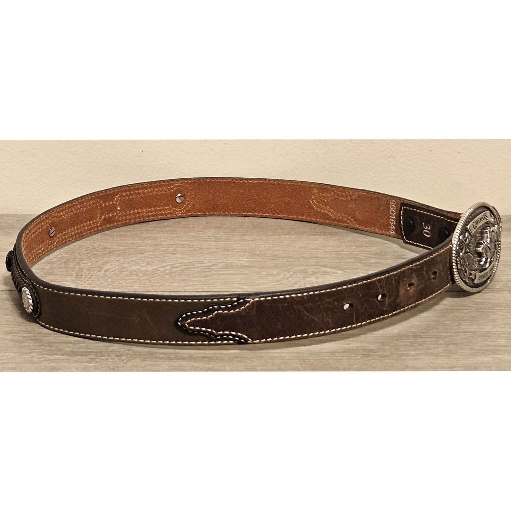 Vintage VINTAGE Cavender's Belt Buckle & Belt Size 30 Brown Men's 1965 Rodeo Bull Rider Buckle Belt 30 Size ONE SIZE - 2 Thumbnail