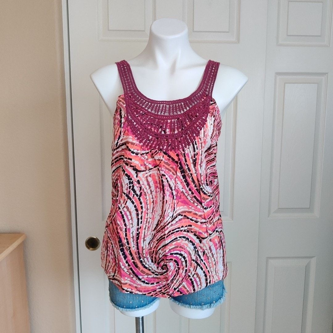 Prana PrAna Breathe crochet neck cotton tank top sz M Size M / US 6-8 / IT 42-44 - 1 Thumbnail