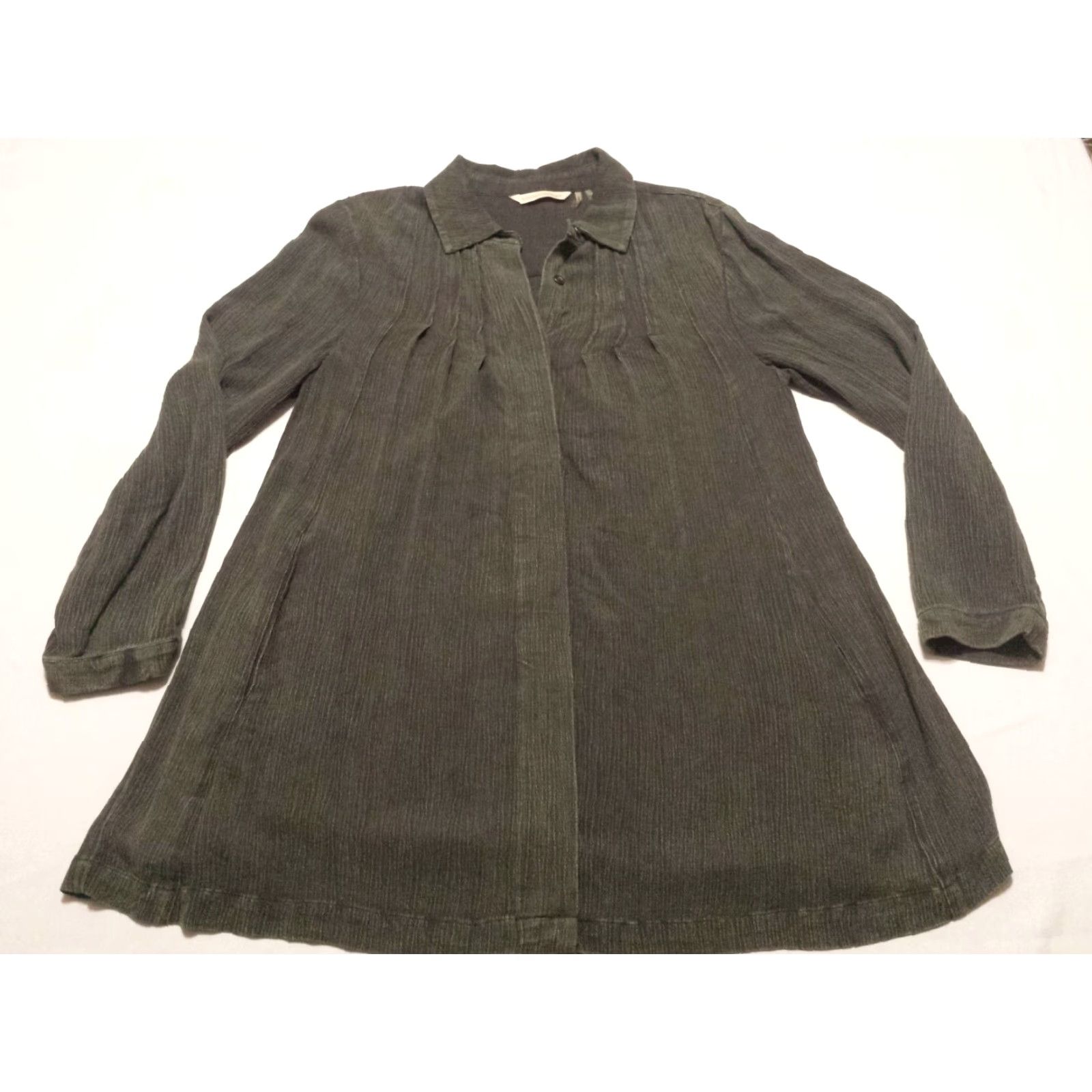 Soft Surroundings Soft Surroundings Womens PXS Tunic Shirt L/S Button-Front Solid Gray Rayon Womens Size XS / US 0-2 / IT 36-38 - 3 Thumbnail