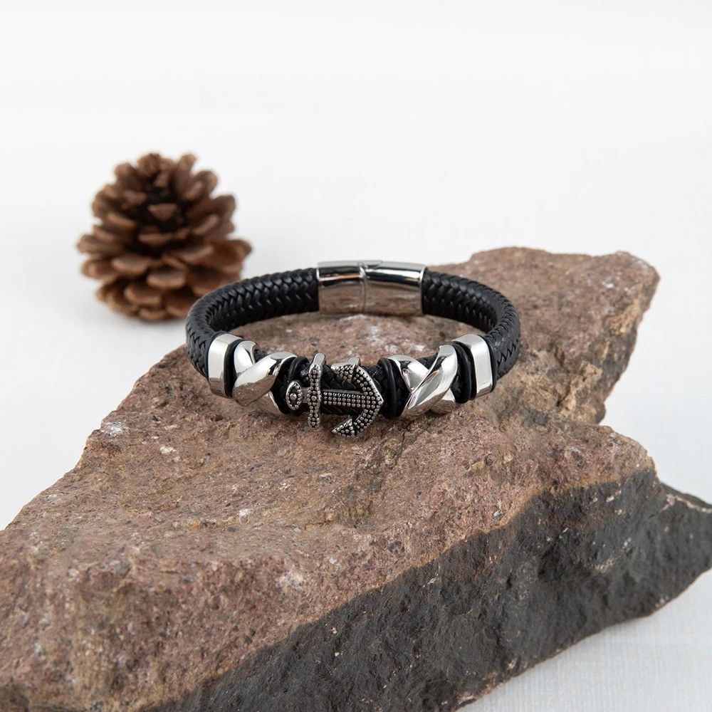 Other Cross Anchor Braided Leather Bracelet Accessories Cuff Gift Size ONE SIZE - 3 Thumbnail