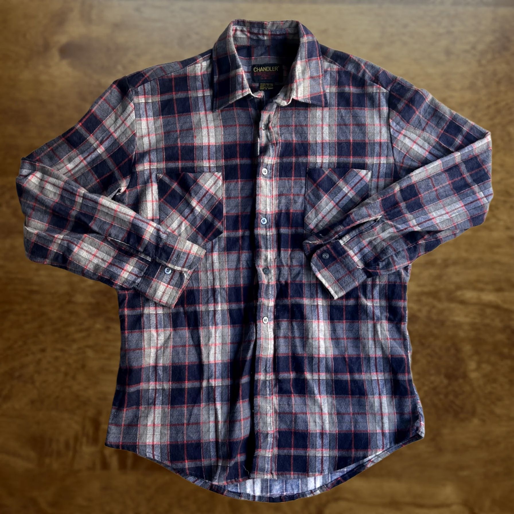 Wandler Chandler Flannel Shirt Mens M Blue Gray Plaid Long Sleeve Button Up Casual Size US M / EU 48-50 / 2 - 1 Thumbnail
