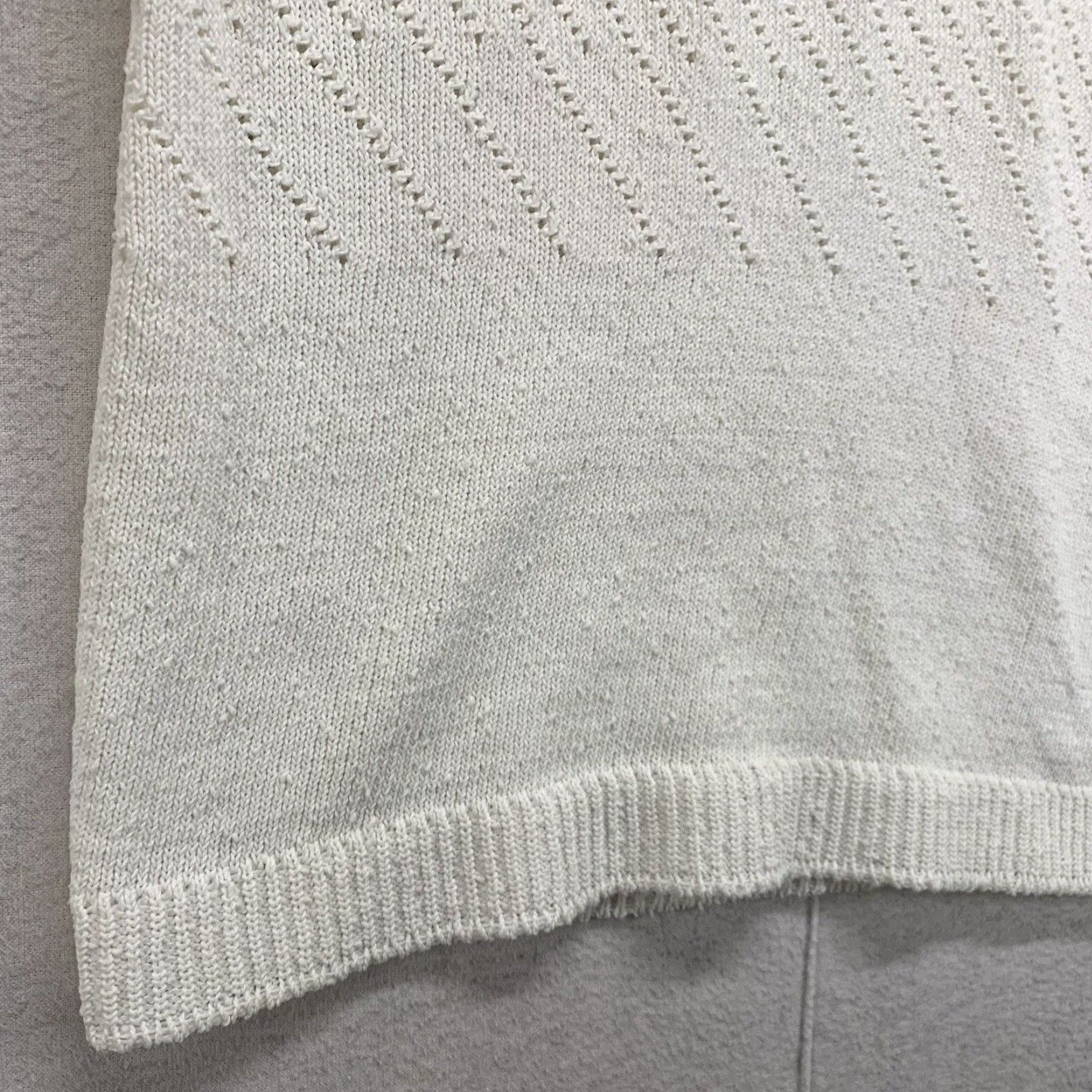 Vintage VINTAGE Dalton Womens Sweater Vest White S Knit - MultI Breathable Cottagecore Sleeveless Round Neck 80s 90s Womens Vest Size S / US 4 / IT 40 - 3 Thumbnail