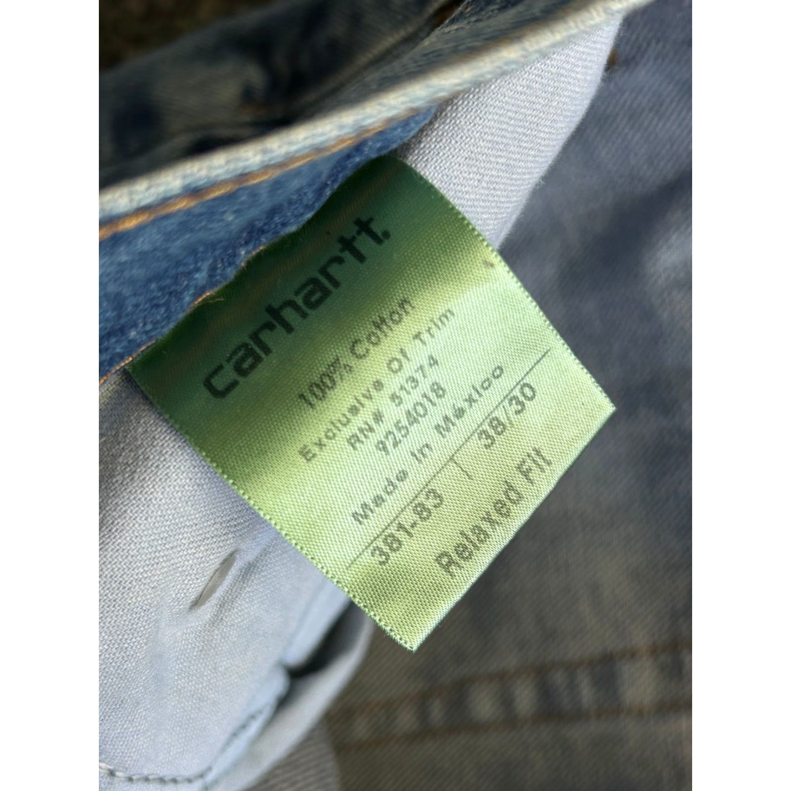 Carhartt VINTAGE Carhartt Jeans Relaxed Fit Baggy 38 x 30 Denim Blue 80s 90s Grunge Logo USA Mens Jeans Size US 38 / EU 54 - 5 Thumbnail