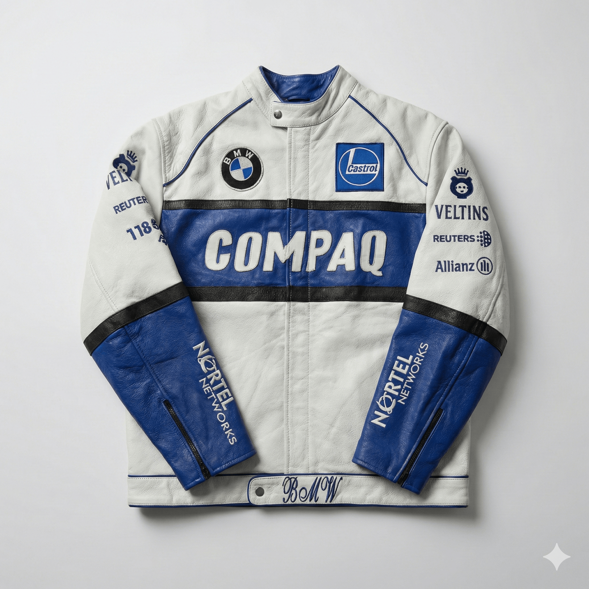 BMW Vintage BMW William F1 Team Leather Racing Jacket Compaq Y2K Size S / US 4 / IT 40 - 2 Thumbnail
