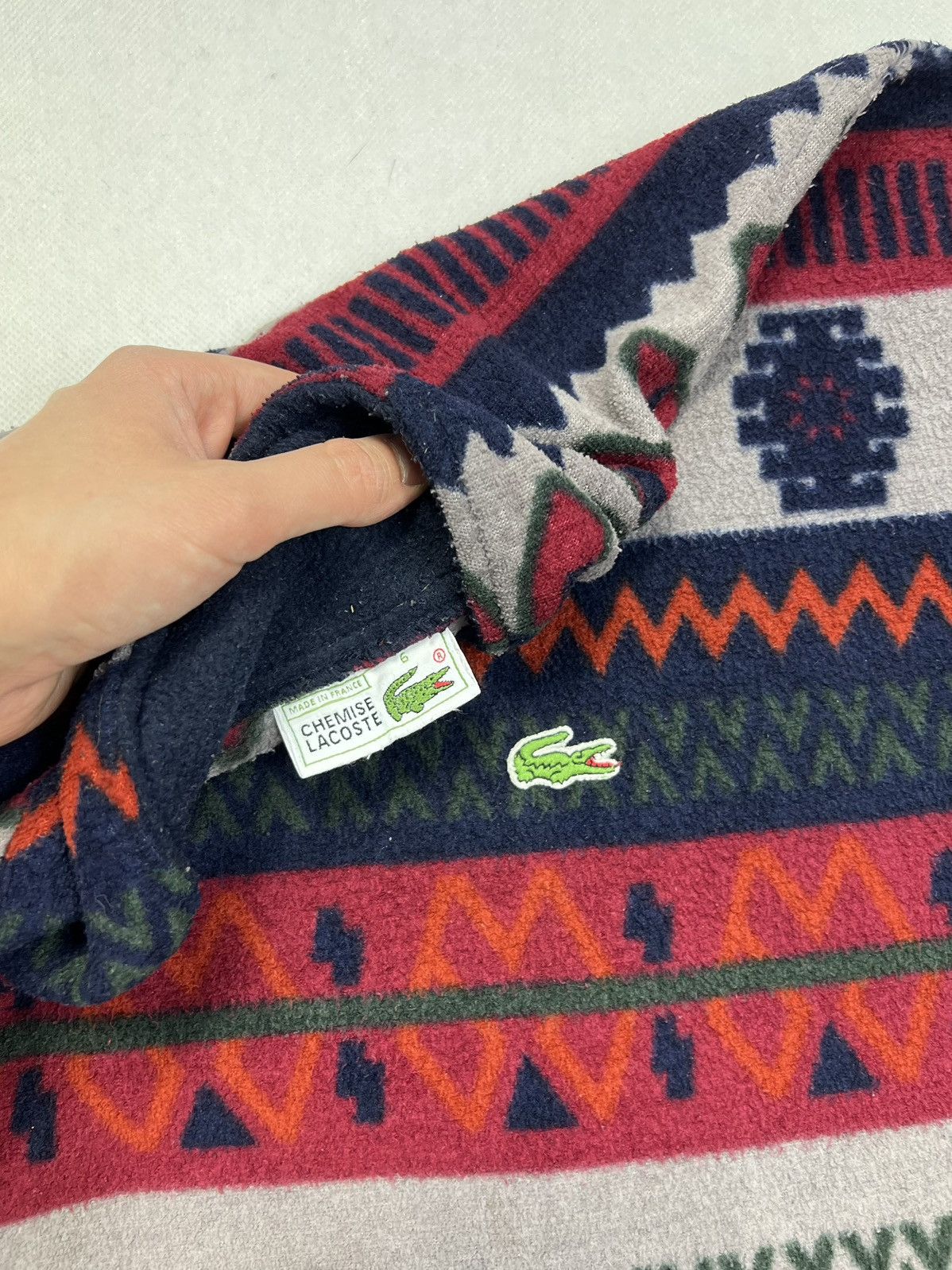 Lacoste Baggy Fleece Jacket Lacoste Patterns Vintage 90’s Half Zip Size US XXL / EU 58 / 5 - 3 Thumbnail